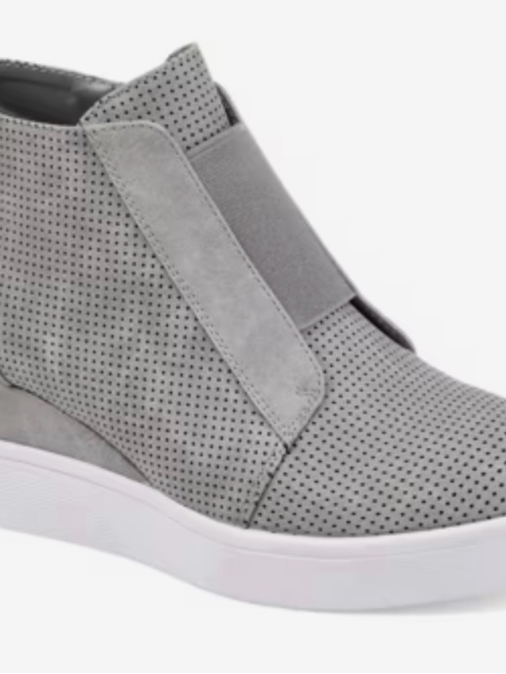 Journee Collection Gray Perforated Wedge Bootie Sneakers, Size 6.5
